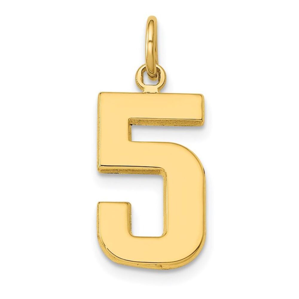 14k Yellow Gold, Athletic Collection Medium Polished Number 5 Pendant